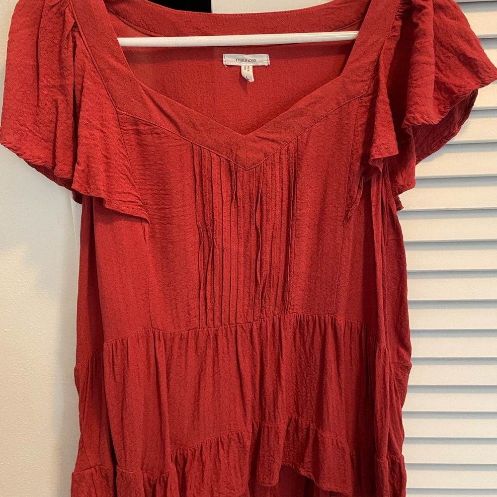 Maurices burnt orange Blouse with Ruffle Sleeves